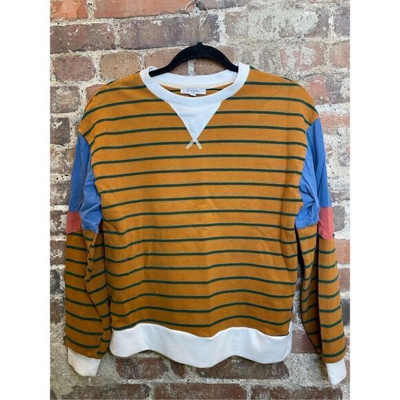 Polagram Striped Color Blocked Pull over Long Sleeve Sweater Shirt Women’s Size - Picture 1 of 8